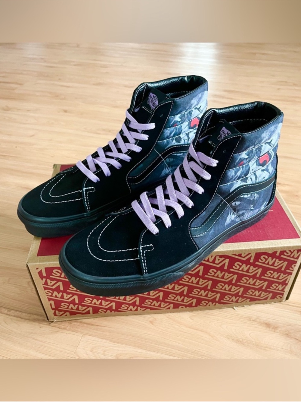 Vans SK8-Hi Midnight Shift Black Skull' Women 12.0 US Mens 10.5 US - Picture 2 of 13